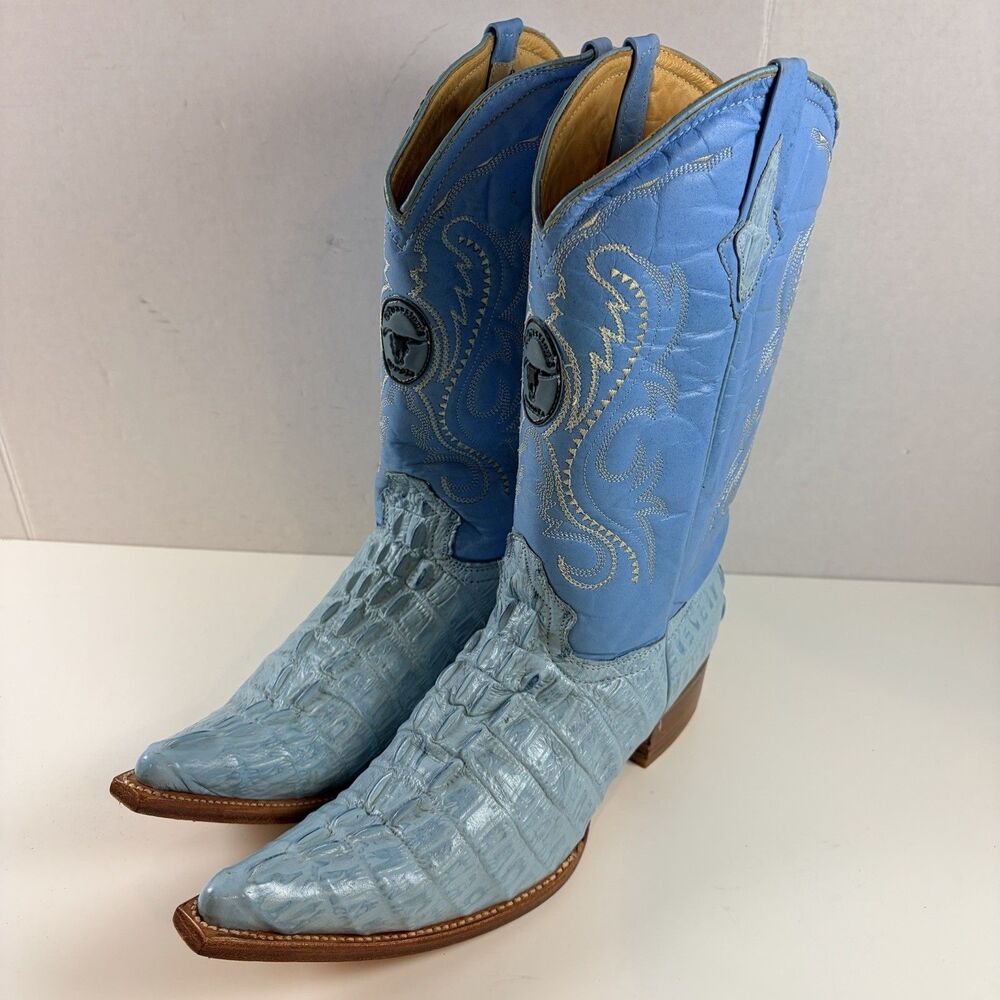 Sebastians Boots Western Cowboy Leather Mens Sz 11 / Mex 30 Teal Turqouise Gator